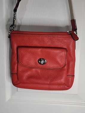Coach Park Leather Swingpack Crossbody Turn-Lock Small Vermillion Red 49170